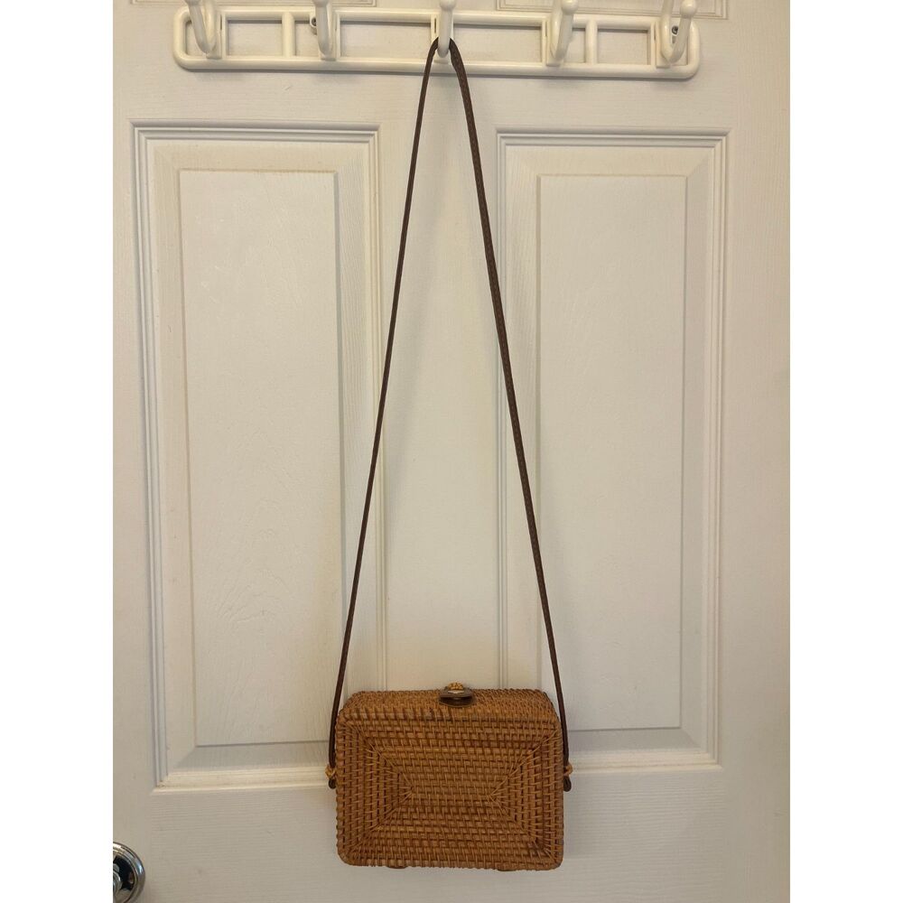 ASOS Rattan Woven Box Crossbody Bag – Tan/Brown